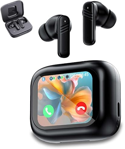 Bluetooth-Kopfhörer, In-Ear-Kopfhörer, kabellose Bluetooth 5.4-Kopfhörer, kabellose ANC+ENC-Rauschunterdrückungs-Ohrhörer mit langer Akkulaufzeit, wasserdichte IP4-Kopfhörer mit Smart-Screen(schwarz)