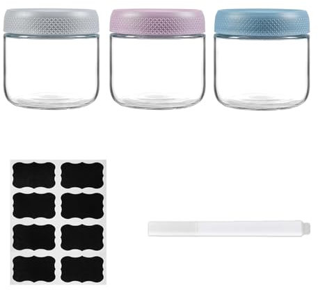 ZhouZGlass 3 pack 10oz Overnight Oats Containers with Lids, Glass Jars with Airtight Lids, Wide Mouth Mason Salad Jars, Glass Food Storage Containers for Snacks Yogurt Spice Sugar