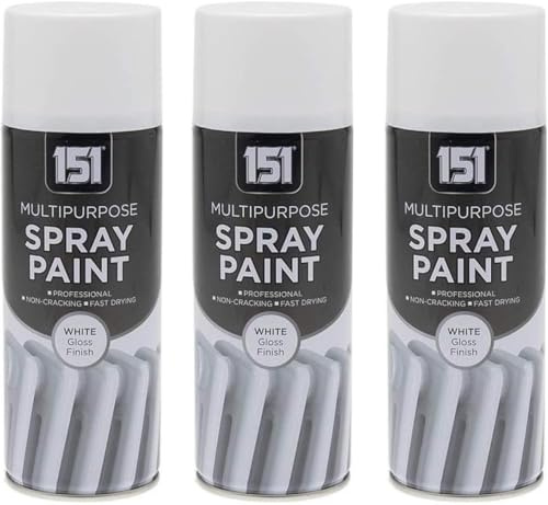 MIXEL Multipurpose White Gloss Spray Paint, Quick-Drying Formula, DIY Enthusiasts, Long-Lasting Results on Wood, Metal, Plastic, Interior and Exterior Use, 400ml, (3 Pcs)