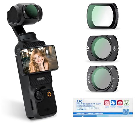 JJC 3 Pack Magnetic CPL ND2-ND32 Black Diffusion 1/4 Filter Kit for DJI Osmo Pocket 3, Multi Coated Variable 5Stop Neutral Density Black Mist Effect Filters, Pocket3 Action Camera | Multi Coated Variable 5-Stop Neutral Density Black Mist Effect Filters, Pocket3 Action Camera