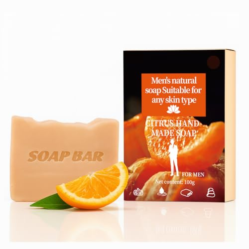 APPTI Natürliche Männer Seife - Palmölfrei, Vegan & Sensitive Haut,Feste Duschseife für Körper/Gesicht/Haare, Organisch mit Zitrus (100g)