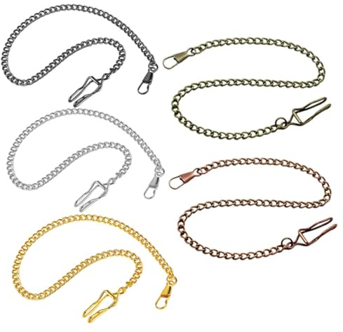 BESPORTBLE Retro Taschenuhrketten Geldbörsenkette 39cm Lange aus Legierung 5 Stück Verarbeitung und Einfache Handhabung für Vintage Uhren