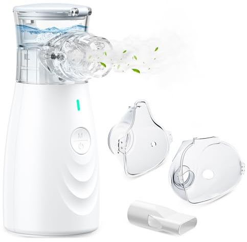 Inhalationsgerät 【Partikelgröße 1-5µm】JOSSIS Ultra Leise Inhaliergeräte für Erwachsene und Kinder, Einstellbarer Sprühnebel, USB C Aufladbarer Inhalator