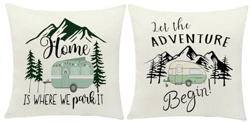 Wasise Pillow Case - 2PCS 45X45CM Short Plush Cushion Covers, Caravan Accessories, Caravan Cushion Covers, Colourful Cushions Cover, Motorhome Gift, Sofa Accessories, Cozy Caravans Decorations