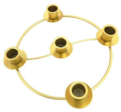 Gold Advent Candle Holder, 5 Wreath Candle Holder for Christmas Home Church Decor