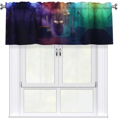BLWSLC Rock Band Stage Cortinas opacas estampadas, 137 x 45,7 cm, elegantes cortinas semiopacas para cocinas y baños