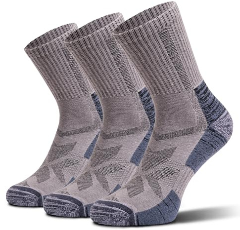 NORDIC Socks Merinoull Lätta Vandringsstrumpor för Damer & Herrar, 3-Pack, Unisex, Mot Blåsor, Fukttransporterande (DE/NL/SE/PL, Alfa, M, Regelbunden, Regelbunden, Grå)
