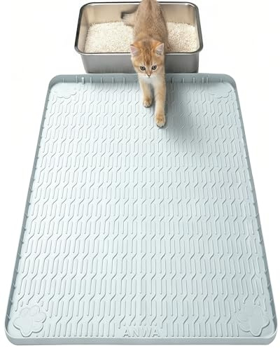 ANWA Waterproof Cat Litter Rug, 40 x 28 Extra Large Silicone Cat Litter Mat Litter Trapping Mat, Fits Automatic Litter Box Robot, Heavy-Duty, Easy to Clean