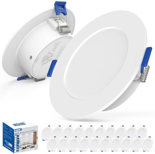 JESLED LED Einbaustrahler 230V, 7W 710LM LED Spot 75mm - 90mm Lochmaß | IP54 Einbauleuchten Für Badezimmer Küche Wohnzimmer, 3000K Einbauspots, Rund Weiss 20er Set
