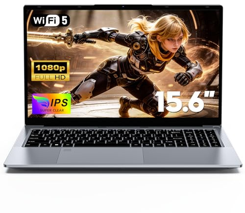 NAIKLULU 15,6 Pulgadas Ordenador Portátil Gaming 2026, Procesador R7 6800H (3,2 a 4,7 GHz), 32GB RAM 1TB SSD Pc Gaming Portatil Laptop Gamer, Teclado Retroiluminado, Desbloqueo por Huella, Tipo-C