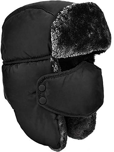 DOXHAUS Unisex Wintermütze, Mütze, Winter, Mütze, Hüte, hält warm, Skaten, Skifahren, andere Aktivitäten im Freien, Schwarz, Pielgrau