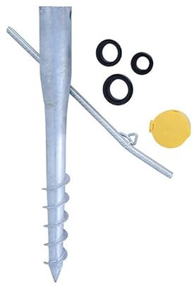 GRUNDLINE - Pfostenträger rund Ø 25 bis 50 mm - Bodenanker zum eindrehen - Schraubfundament - Einschraub Bodenhülsen - Stützenfuß - Erdanker - Erdspieß - Bodenhülse Sonnenschirm - Wäschespinne