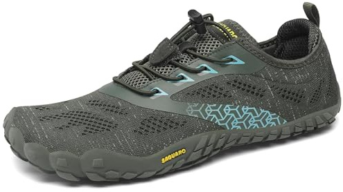 SAGUARO Scarpe Barefoot Minimaliste Uomo Donna Scarpe Palestra Corsa Trail Running Trekking Sport Acqua con Dita Scarpe Bici da Corsa Traspiranti Leggere, Verde, 43 EU