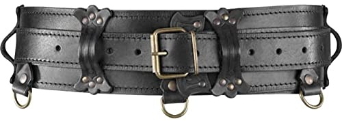 Dinntty Vintage-Gürtel, mittelalterlicher Ritter-Ledergürtel, Renaissance-Taillengürtel, Steampunk-Bund, Verstellbarer breiter Gürtel