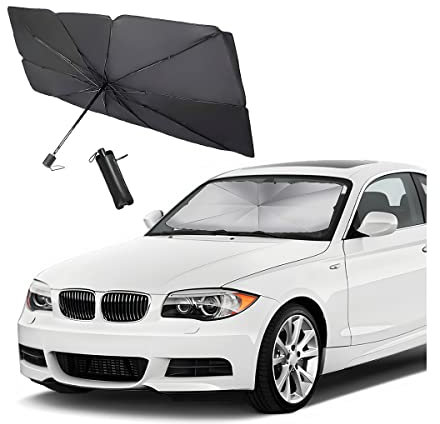 CGEAMDY Auto Sonnenschutz Frontscheibe, Auto UV Schutz Sonnenschirm für die Windschutzscheibe, Sonnenschutz Auto mit Verstellbarer Stange für die Meisten Autos（Kleine）