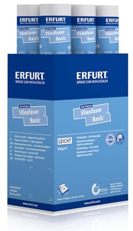 Erfurt Basic 103 Lot de 6 rouleaux de papier peint intissé à peindre - Blanc - 10,05 x 0,53 m