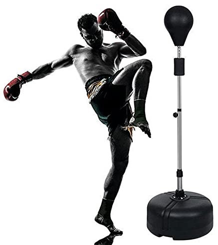 Punchingball Boxsack, Standbox Trainer höhenverstellbar 120-160 cm, Boxbirne Stehend Erwachsene Kinder, Tumbler Speed Standboxsack, Boxen Punching Bag, für Boxing Workout (schwarzer)