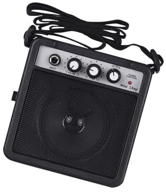 Ailgely 5-W-Gitarrenverstärker-Lautsprecher mit Lautstärkeregelung, Leichter Tragbarer Mini-Verstärker für Akustische E-Gitarre, 3,5-mm- und 6,35-mm-Eingänge (schwarz) (Schwarz)