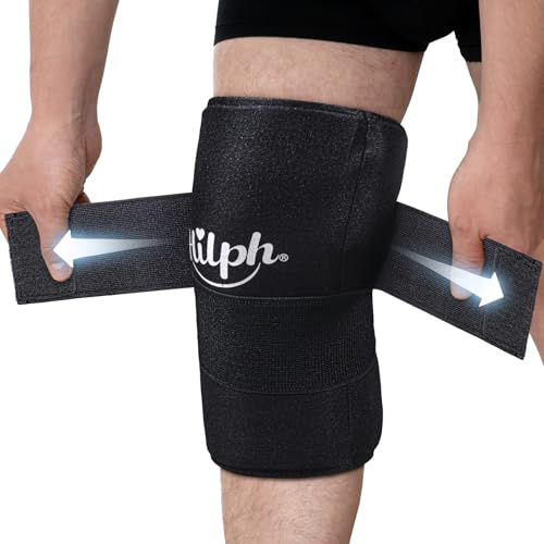 Hilph Manchon Rafraîchissant Genou Compresse Chaude et Froid 360° avec Attache Réglable, Coussin de Refroidissement pour Arthrose, Entorse, Sport et Récupération Chirurgicale