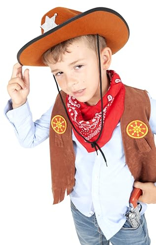 RUBIE'S Kit de déguisement top luxe et accessoires cowboy pour enfant - 5-8 ans