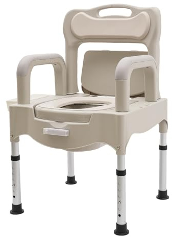 Sillas de inodoro con luz nocturna, altura regulable, silla de ducha con inodoro para personas mayores con reposabrazos y ducha, hasta 250 kg, asiento de ducha para embarazadas y discapacitados (B)
