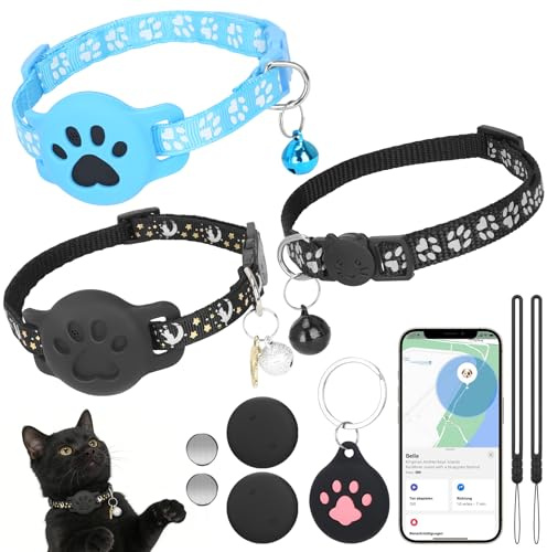 Katze GPS Tracker Hund Kompatibel mit Apple iOS ＆ Android Google Find My, Katzen Halsband Trackers Ohne ABO für Standortverfolgung, Smart Tag Bluetooth Mini Pet Tracker für Auto Tracking Peilsender