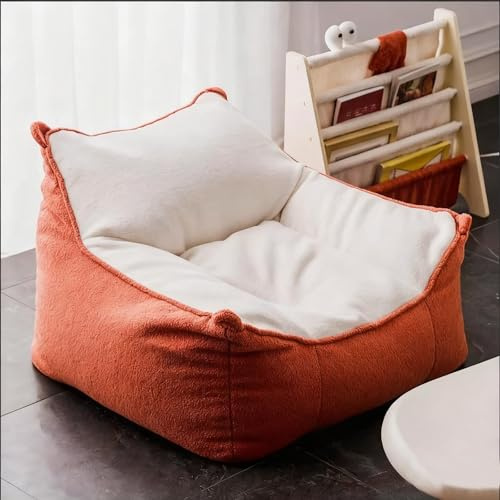 KBZSlyn Funda de puf for Adultos (sin Relleno) Ultra Suave, con reposabrazos, de Piel sintética, for Chaise Longue, esponjosa, for sofá, for el Suelo, for Esquina(Red,Sofa Cover)