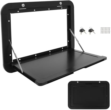 ROGONPDK RV Klappbaren Picknick Tisch, Aluminium Legierung Klappbare Wand Tisch Weiß/Schwarz, Klapptisch, Hängender Esstisch, Klappbarer Wandtisch für Wohnmobile, für Transporter (Schwarz)