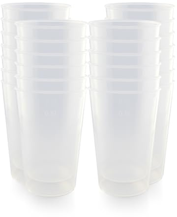 VelaHub Wiederverwendbare Klare Plastikbecher 0,5 l – 30er Pack BPA-frei, PP Trinkbecher, Dick & Robust, Stapelbar, Spülmaschinenfest, Partybecher