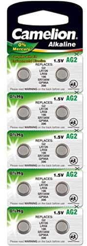 Camelion AG 2 LR 59 1.5 V Alkaline Button Cell Battery (Pack of 10)