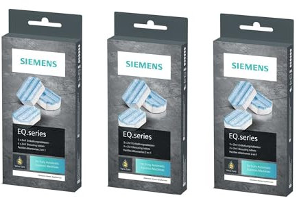 Siemens TZ80002 Lot de 3 paquets de pastilles détartrantes 2 en 1 pour machines à café Siemens gamme EQ