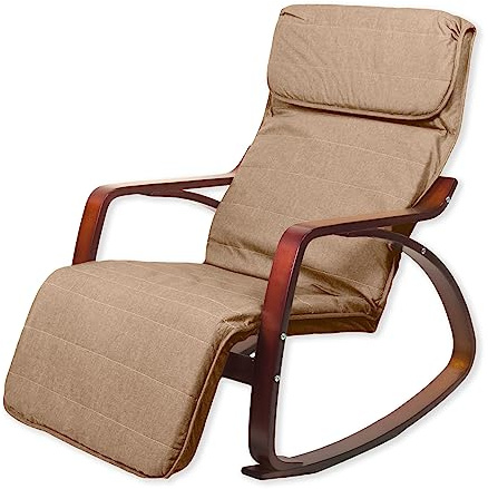 yelloo - Sedia a Dondolo ZEN da Interno, Poltrona a Dondolo da Interno in Legno di Betulla, Poltroncina Camera da Letto, Relax, Giardino Coperto, Sedia Legno Comoda (Noce Caffe)