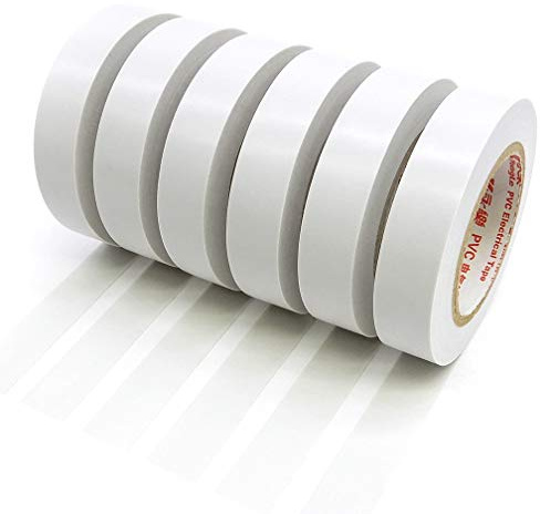 WooZuu White Insulation Tape 6 rolls, 15mm x 15m Adhesive PVC Electrical Tape, Gaffer tape for Insulating, Repairing, Protecting Wires(0.6 Inch x 50 Feet)