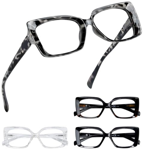 Eyekepper 4er Pack Lesebrille - Übergroße Brillen mit Quadratischem Design für Damen +1.50
