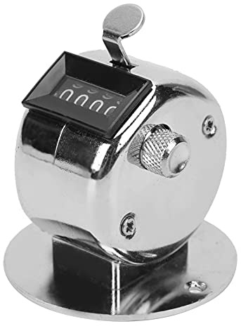 Fdit 4-Bit-Hand-Tally-Zähler mit Halterung, Tragbarer Mechanischer Hand-Clicker, 0-9999 Metall-Clicker-Zähler für Golfergebnisse, Filmmaterial, Laufmeile, Sport, Reihenhäkeln