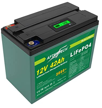 AFTERTECH 12 V 42 Ah LIFEPO4 Paquete de batería recargable de litio hierro fosfato pila 3000+ ciclos profundos 12,8 V 537 wh