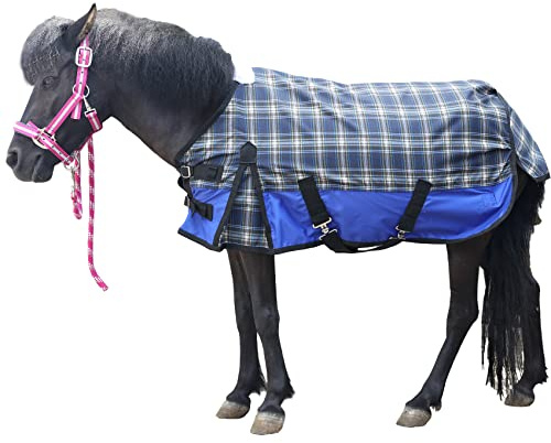 LEAFOREST Tappeto impermeabile Shetland 600 denari, pony, puledro, senza imbottitura, blu, 114,3 cm