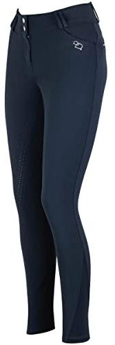 Lazura - Reithose für Damen Breeze – Dunkelblau – Gr. 34-46 | Vollbesatzreithose mit seitlicher Handytasche & Komfortbund – Reitleggings mit Vollbesatz aus Silikon – Reitbekleidung