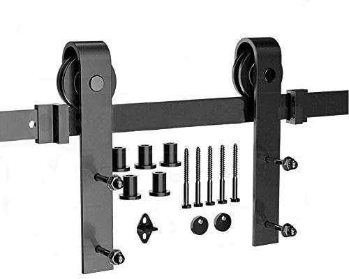 Système de Porte Coulissante, Rail Porte Coulissante avec Roulette, Kit Coulissant pour Systeme Porte Simple, Quincaillerie Kit de Rail pour Porte Coulissante (Classique, 183cm)