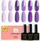 Yueshop Gel Nail Polish 6 Colors Romantic Purple Glitter Gel Nail Polish Set, Light Purple Gel Nail Soak Off UV Gel Nail Lamp Varnish Manicure Kit For Women,Beauty (6x8ml)