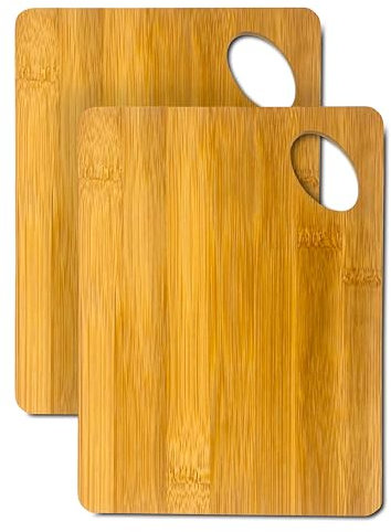 MAXIKASA - Tabla Cortar de Bambu | Pack de 2 uds Tamaño Pequeño (x2-20x15cm) | Tabla de Alta Resistencia y Durabilidad | Apto para Cortar, Picar y Servir | Utensilios de Cocina Indispensables.