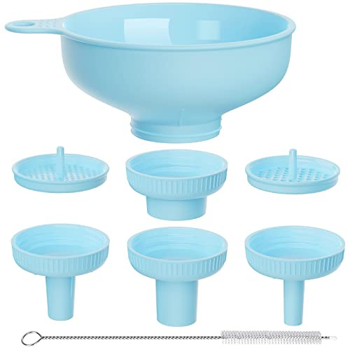 BALIWELL Wide Mouth Kitchen Funnel, Food Grade Plastic Cooking Canning Funnel with 4 Sizes Spouts for Filling Wide and Regular Mason Jars, Spray Dropper Oil Bottle Jug Spices Shampoo Sauce