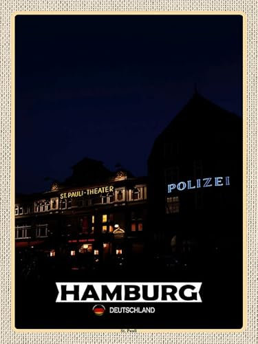 mrdeco Metall Schild 30x40cm gewölbt Hamburg St. Pauli Theater Blechschild