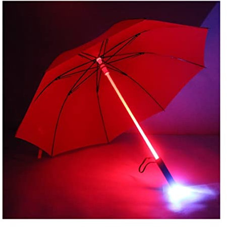 DEEDAV Paraguas Mujer Lluvia Transparente Led Paraguas Hombres Mujeres Intermitente En La Noche Soporte De Luz Rodillo Impermeable Paraguas A Prueba De Viento Paraguas Antiviento (Color : Rot)