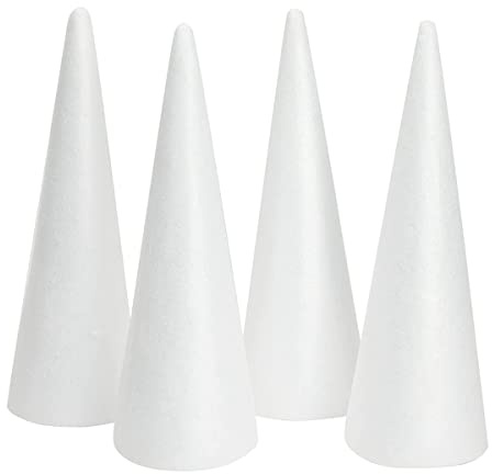 Feriany Skumträdstrutar för gör-det-själv-hantverk, vit polystyren (4,5 x 33,5 cm, 4-pack)
