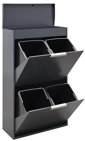 Arregui Ecoclas Plus CR624-E Återvinningsbehållare i stål med 4 fack med toppbricka 4 x 17 l (68 L) Antracit