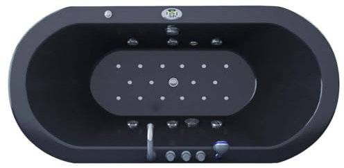 Luxus Premium LED Whirlpool Badewanne 194x90cm schwarz Heizung Radio Acryl Black inkl. Spedition