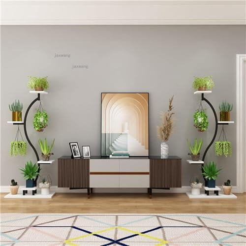 pflanzenständer, blumenstand, blumenstander Blumenregal pflanzenhocker pflanzentopf blumentopf hoch indoor holz seule Garten Blumentreppen Pflanzentreppe Ablagen deko gold metall weiß schwar
