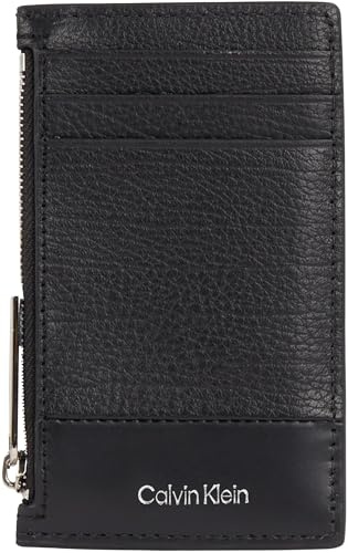 Calvin Klein Herren Kartenetui Subtle Mix Cardholder aus Leder, Schwarz (Black Grain/Smooth), Einheitsgröße