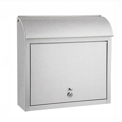 jwfxiaodige Wandmontierte Postkasten, Outdoor-Paketbox aus Edelstahl mit Schlüsselschloss, Wetterfester Hängender Sicherer Zustellungskasten,Großes Fassungsvermögen